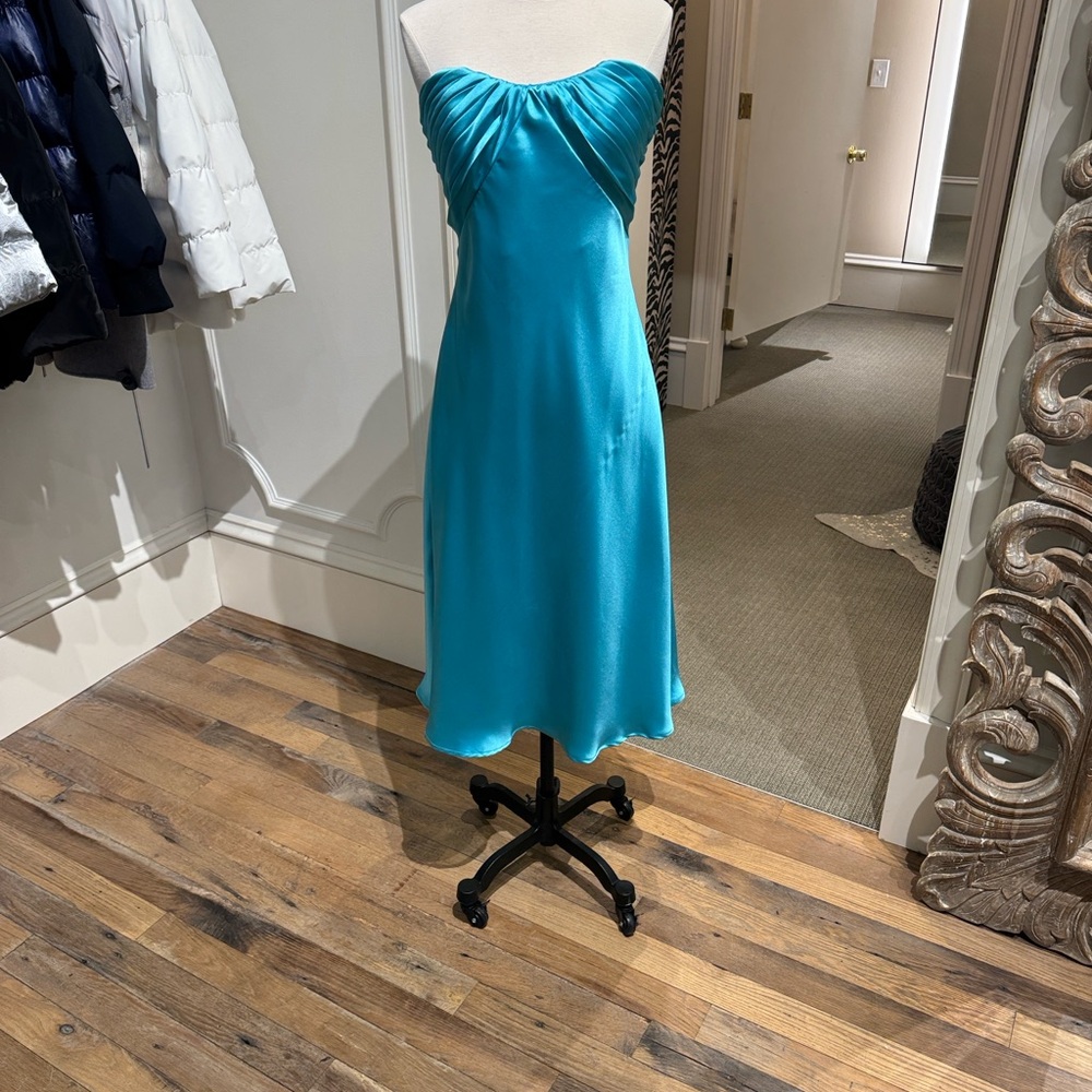 Elegant Teal Strapless Dress SZ 2